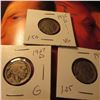 Image 1 : Buffalo Nickels: 1935D VG, 30 S VG+, & 27D Good.