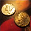 Image 1 : 1937 P Gem Toned Unc with FSB & 1939 D Mercury Dime. Brilliant Unc.
