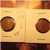 Image 1 : (2) 1909 P VDB Lincoln Cents. Fine & Very Fine. Grey sheet value $22.00.