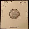 Image 1 : 1881 H Type One Canada Silver Dime. VF. Catalog Value $500.00.