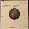 Image 1 : 1947 Maple Leaf Canada Silver Dime. Brilliant Unc. Catalog value $40.00.