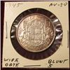 Image 1 : 1945 Wide date, blunt 5 Canada Silver Half Dollar. Unc. Catalog value $45.00.