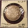 Image 1 : 1947 Straight 7, Wide date Canada Silver Half Dollar. AU. Catalog value $65.00.