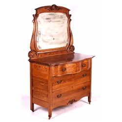 Antique Oak Dresser and Mirror