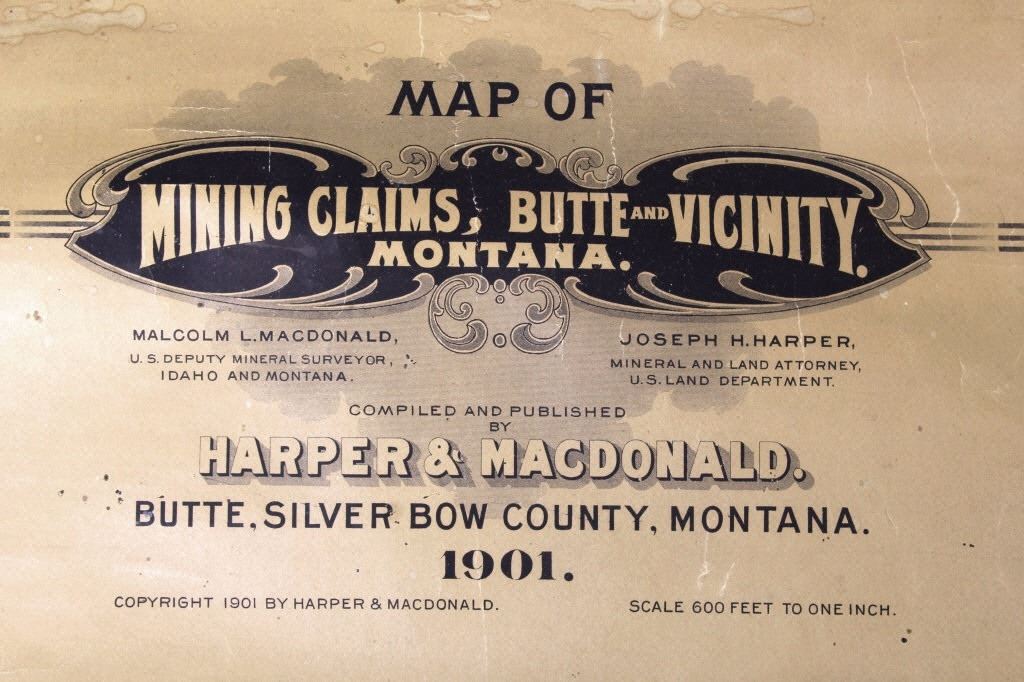 Map of Mining Claims Butte Montana 1901 RARE