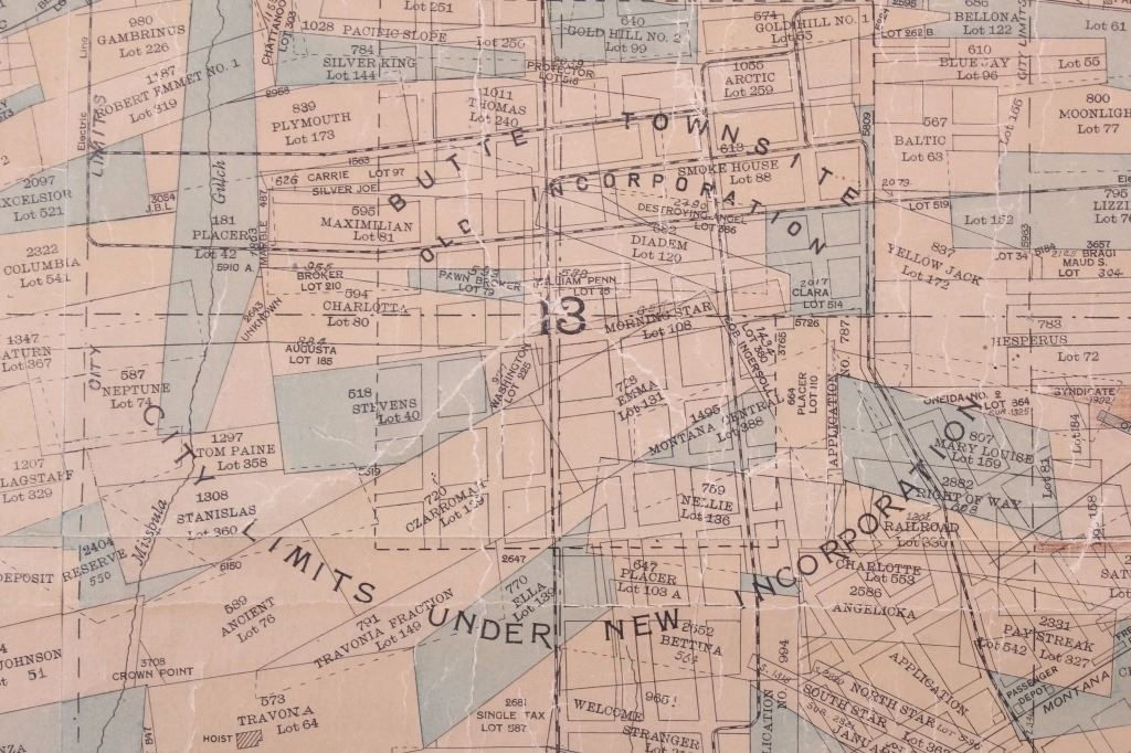 Map of Mining Claims Butte Montana 1901 RARE