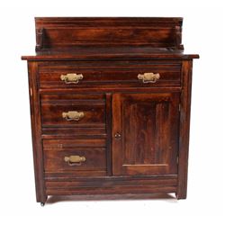 Antique Oak Wash Stand with Back Splash