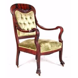 19th Century Claw Foot Parlor Armed Chair