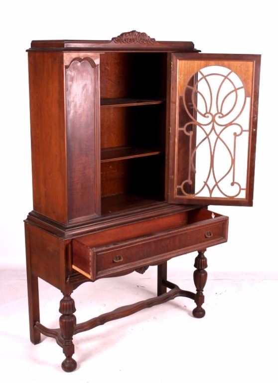 Antique 1920's Walnut China Cabinet