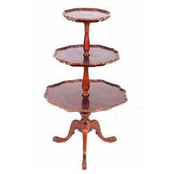 Claw Foot Three Tier Piecrust Accented Table
