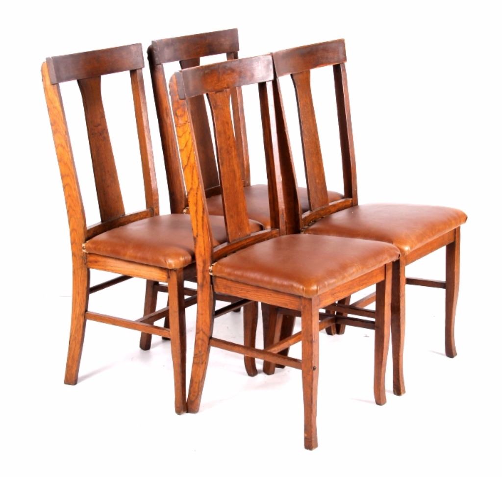 Antique Quarter Sawn Oak Set of 4 Chairs