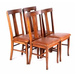 Antique Quarter Sawn Oak Set of 4 Chairs