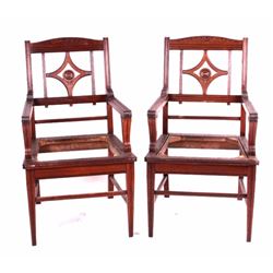 Carved Wooden Captain's Chairs