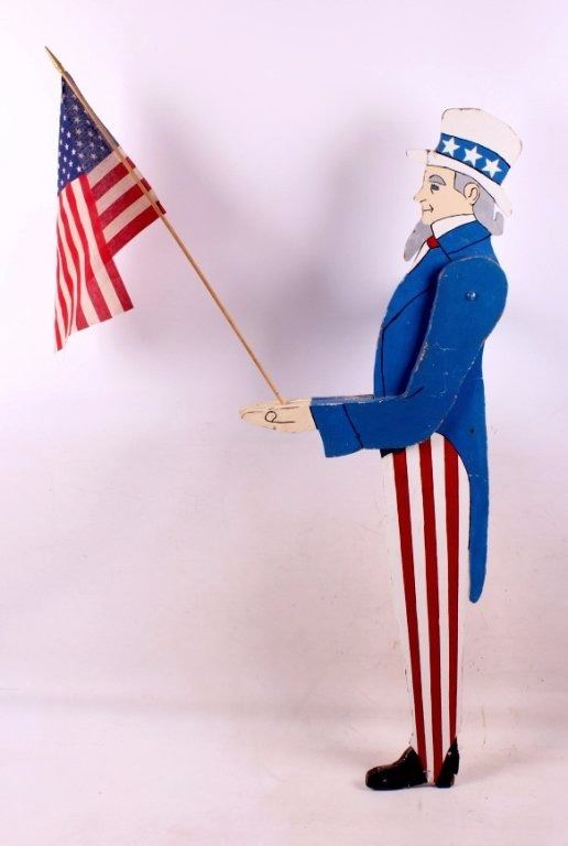 Antique Uncle Sam Wooden Folk Art Figure