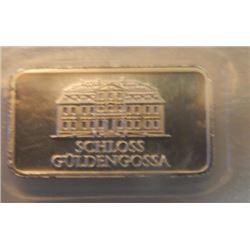 BULLION BAR - .999 FINE SILVER - GERMAN MINT - ART BAR MINTED GEIGER EDELMETALIE - SCHLOSS GULDENGOS