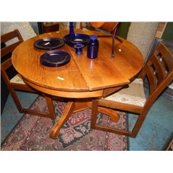DINING TABLE WITH LEAF - HEAVY OAK - SINGLE PEDSTL