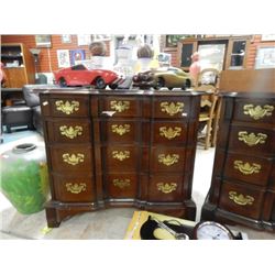 CHIPPENDALE STYLE BLOCK FRONT CHEST - BRASS FITTINGS, DOVE-TAILED - SOLID REPRODUCTIONS - . 18" X 35