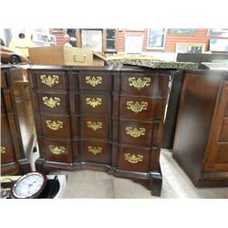 CHIPPENDALE STYLE BLOCK FRONT CHEST - BRASS FITTINGS, DOVE-TAILED - SOLID REPRODUCTIONS - . 18" X 35