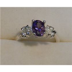 RING - SILVER - SOLD ON CHOICE - PURPLE AND CL EAR