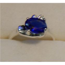 RING - SILVER - SOLD ON CHOICE - DARK BLUE & CLEAR