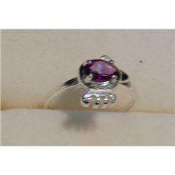 RING - SILVER - SOLD ON CHOICE - PURPLE AND CL EAR