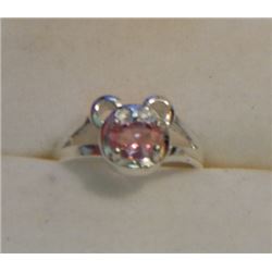 RING - SILVER - SOLD ON CHOICE - PINK & CLEAR