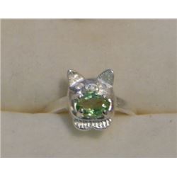 RING - SILVER - SOLD ON CHOICE - LIGHT GREEN & CLEAR