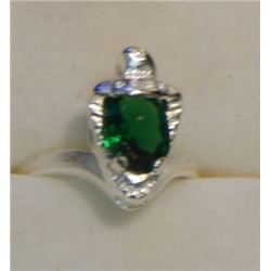 RING - SILVER - SOLD ON CHOICE - DARK GREEN & CLEAR
