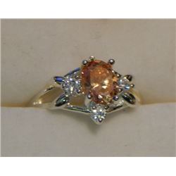 RING - SILVER - SOLD ON CHOICE - ORANGE & CLEAR