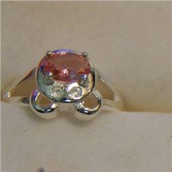 RING - SILVER - SOLD ON CHOICE - PINK & CLEAR