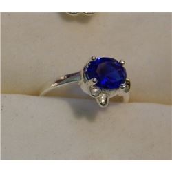 RING - SILVER - SOLD ON CHOICE - DARK BLUE & CLEAR