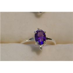 RING - SILVER - SOLD ON CHOICE - PURPLE AND CLEAR