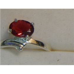 RING - SILVER - SOLD ON CHOICE - RED & CLEAR