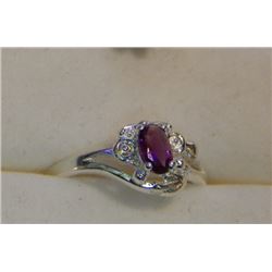 RING - SILVER - SOLD ON CHOICE - PURPLE AND CL EAR