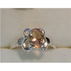 RING - SILVER - SOLD ON CHOICE - ORANGE & CLEAR