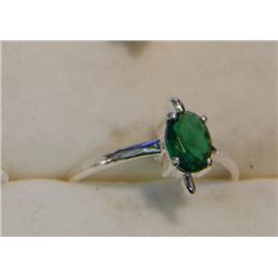 RING - SILVER - SOLD ON CHOICE - DARK GREEN & CLEAR