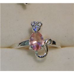 RING - SILVER - SOLD ON CHOICE - PINK & CLEAR