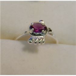 RING - SILVER - SOLD ON CHOICE - PURPLE AND CL EAR