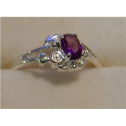 RING - SILVER - SOLD ON CHOICE - PURPLE AND CL EAR