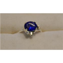 RING - SILVER - SOLD ON CHOICE - DARK BLUE & CLEAR