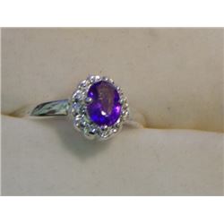 RING - SILVER - SOLD ON CHOICE - PURPLE AND CL EAR