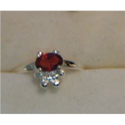 RING - SILVER - SOLD ON CHOICE - RED & CLEAR