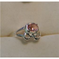 RING - SILVER - SOLD ON CHOICE - PINK & CLEAR