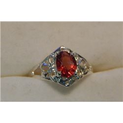RING - SILVER - SOLD ON CHOICE - RED & CLEAR