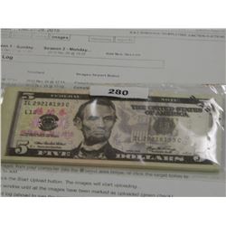 MOVIE PROP/BANK TELLER TRAINING NOTES -$5 DENOMINATIONS - 25 PER LOT