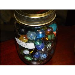 JAR OF COLLECTABLE AND OTHER MARBLES - MAY CONTAIN PEEWEE'S, LARGE AND OTHER RARE ONES