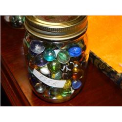 JAR OF COLLECTABLE AND OTHER MARBLES - MAY CONTAIN PEEWEE'S, LARGE AND OTHER RARE ONES