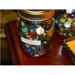 JAR OF COLLECTABLE AND OTHER MARBLES - MAY CONTAIN PEEWEE'S, LARGE AND OTHER RARE ONES