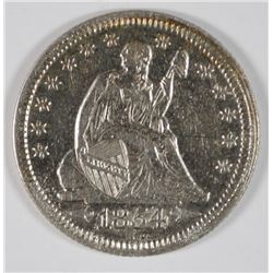 1854 SEATED LIBERTY QUARTER AU/BU CLEANED