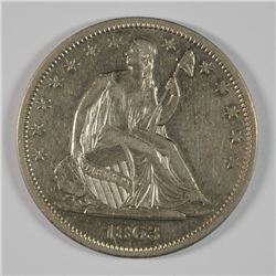 1863-S SEATED LIBERTY HALF AU/BU SCARCE DATE